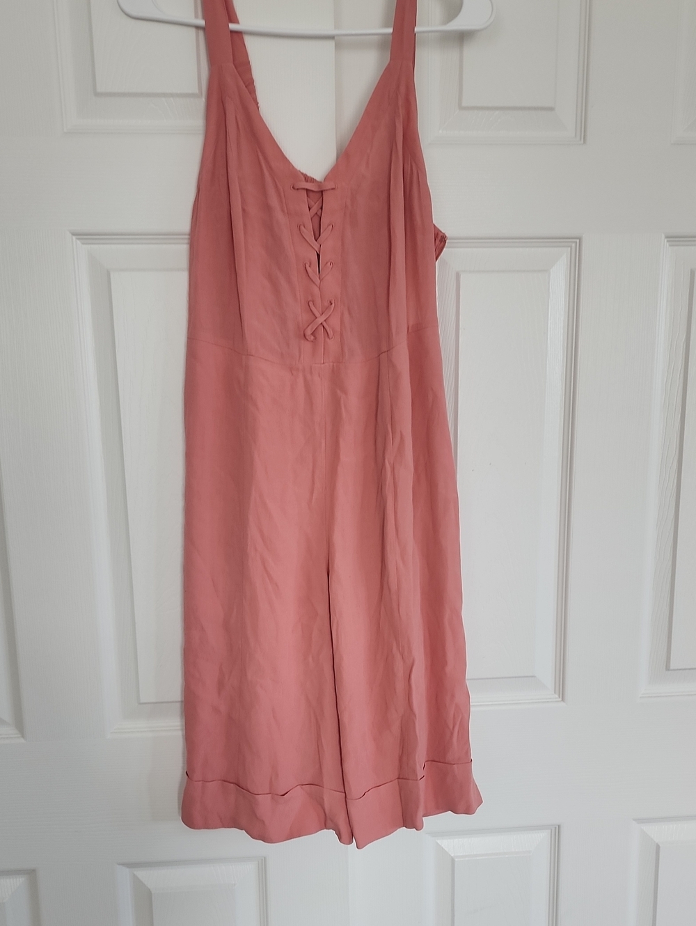 Sleeveless Mauve-Pink Lace-Up Wide-Leg Jumpsuit